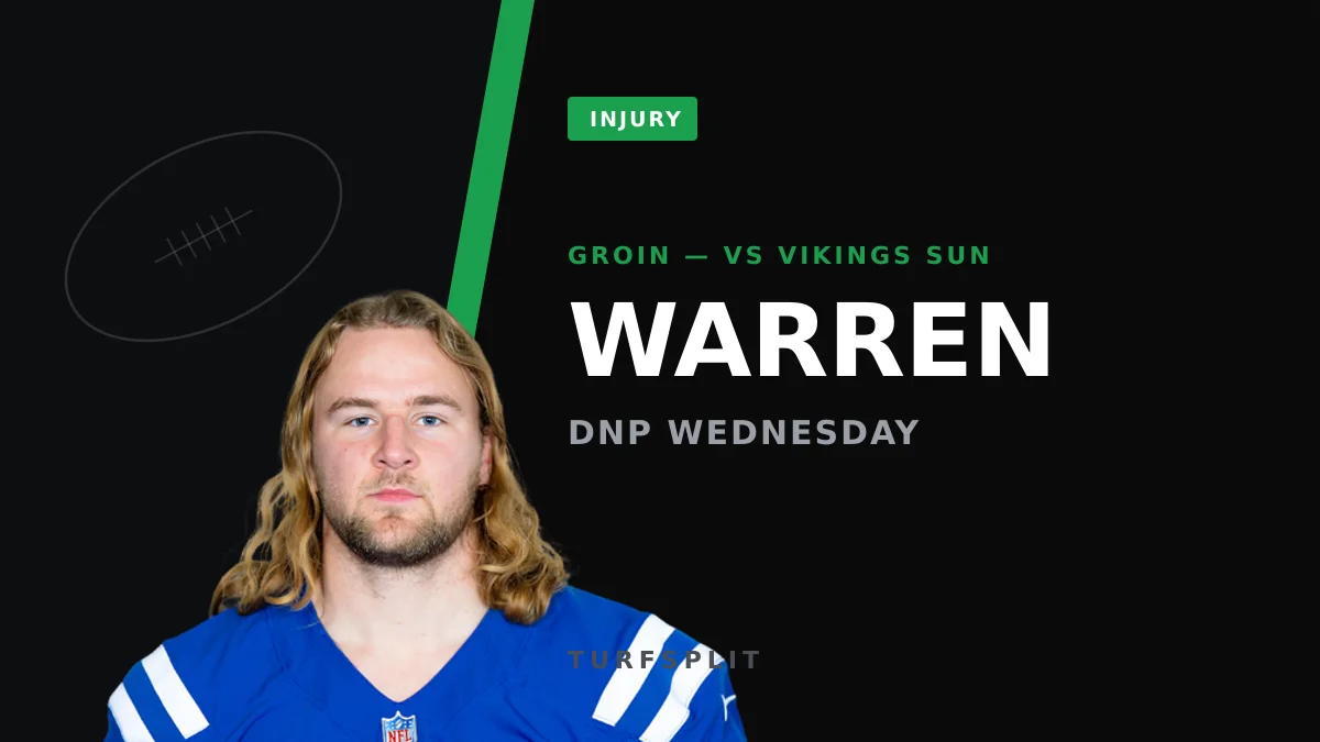 Tyler Warren Sits Out Wednesday With Groin Injury Ahead of Vikings